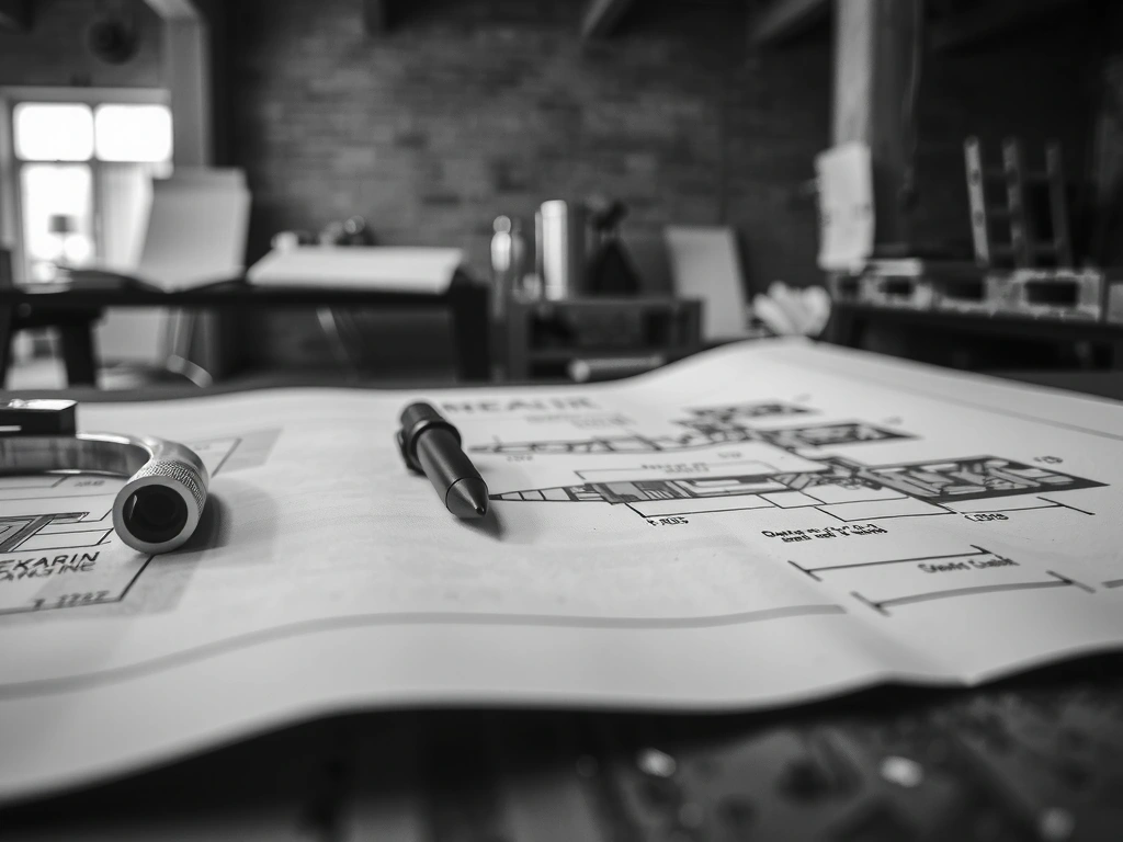 Détails de plan d'architecte sur chantier